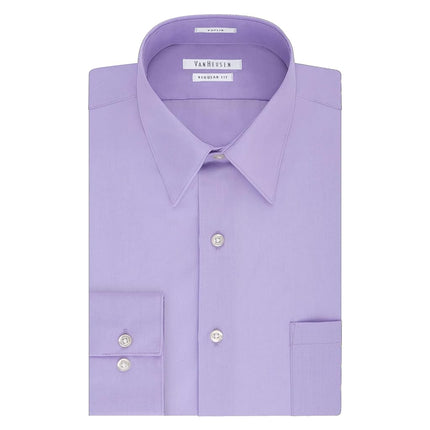 Van Heusen Men's Tall Fit Dress Shirts Poplin, Lavender, 18" Neck 37"-38" Sleeve