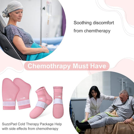 SuzziPad Chemo Gloves and Socks for Neuropathy, Chemotherapy Comfort Items for Cancer Patients, Include 2 Ice Socks for Neuropathy & 2 Ice Gloves Chemotherapy/Neuropathy, Cancer Care Items for Women L