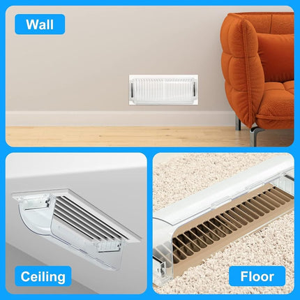 Air Vent Deflectors Adjustable Magnetic Heat and Vent Cover,9" to 15" Inches-Heavy Duty Unbreakable Plastic with Magnet Secure Design ，for Vent Covers for Home Floor，Sidewal，Ceiling Registers,4 Pack…