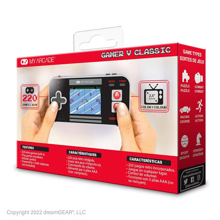 My Arcade Gamer V Classic-Red: Portable Gaming System with 220 Games, 2.5" Color Display, Pocket Size (DGUN-3911)