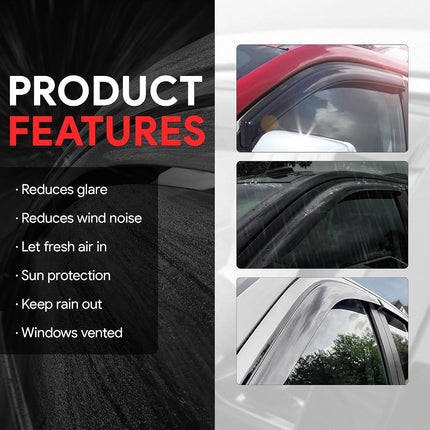 DNA MOTORING Front, Left, Right Window Visor Deflector Rain/Sun Guard Compatible with Transit 2014-2024, WVS-261
