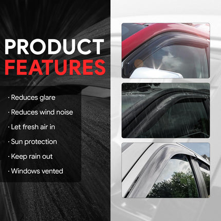 DNA Motoring Visera deflectora para ventana delantera, trasera, izquierda, derecha, protector de lluvia/sol compatible con Sorento 2016-2020, WVS-247
