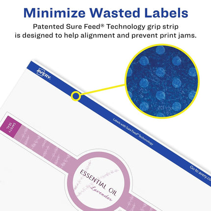 Avery Matte White Removable Cigar Labels with Sure Feed Technology, 2-3/8" x 8", 150 Removable Labels, Laser/Inkjet Printable Labels