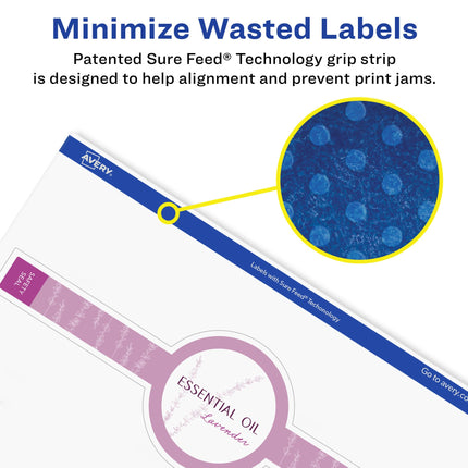 Avery Matte White Removable Cigar Labels with Sure Feed Technology, 2-3/8" x 8", 150 Removable Labels, Laser/Inkjet Printable Labels