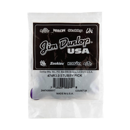 Dunlop 474R3.0 Stubby®, Dark Purple, 3.0mm, 24/Bag