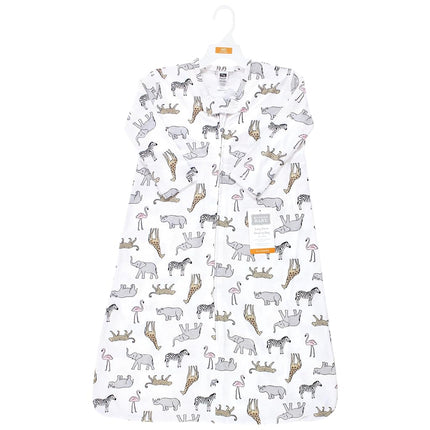 Hudson Baby Unisex Baby Long Sleeve Cotton Jersey Sleeping Bag, Sack, Blanket, Modern Pink Safari, 18-24 Months