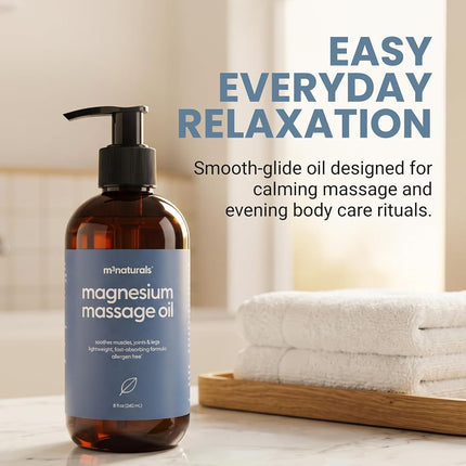 Magnesium Massage Oil for Sore Muscles, Feet, Joints and Leg Cramps, Helps with Sleeping and Post-Workout Recovery, for Sensitive Skin, 8 fl oz by M3