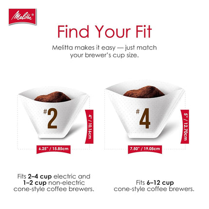Melitta 4 Cone Coffee Filters, White, 100 Count (Pack of 6), 600 Total Filters - Packaging May Vary