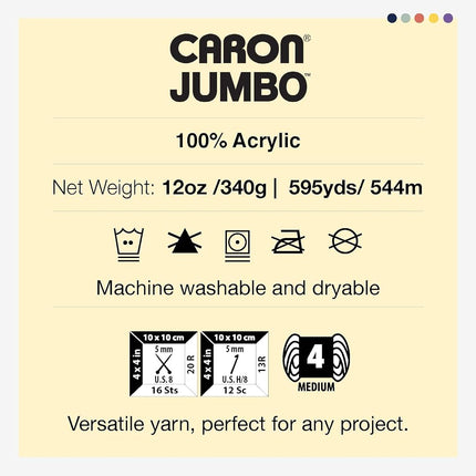 Caron Jumbo Seafoam Yarn - 2 Pack of 340g/12 oz - 100% Acrylic - #4 Worsted (Medium) - 595 Yards - Knitting/Crochet
