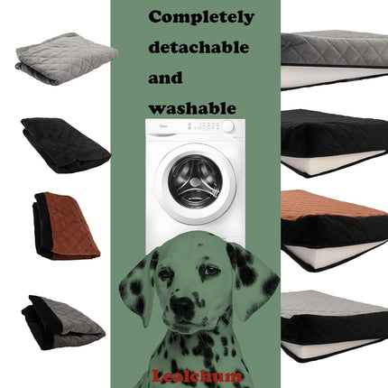 Lealchum Dog Car Seat Up to 55lb,2 Clip-On Safety Adjustable Leashs Car Dog Bed for 2 Small Dogs,Fully Detachable and Washable Pet Car Seat with 2 Storage Pockets,Easy to Install(Black/Grey, Large)