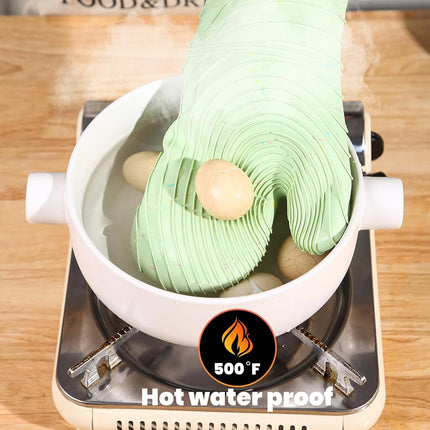 4 Piece Silicone Oven Mitts and Pot Holders, Heat Resistant up to 500F, Non-Slip Texture, Transparent Silicone, Essential for Cooking and Baking (makal-lv)