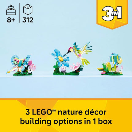 LEGO® Creator 3 in 1 Wild Animals: Colourful Hummingbird 31384 Nature Decor - Building Set with 3 Options, Hummingbird, Butterfly or Fish - Animal Figures for Kids Aged 8+ - Toy for Girls and Boys