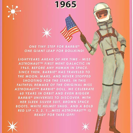 Barbie Miss Astronaut Doll Collectible with Silver Suit, Space Boots & Helmet Accessory, 1965 Vintage Repro