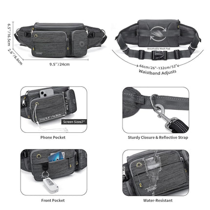 TUDEQU Large Fanny Pack with Water Bottle Holders, Dog Walking Waist Pack, Hiking Waist Pack, Men's Waist Bag