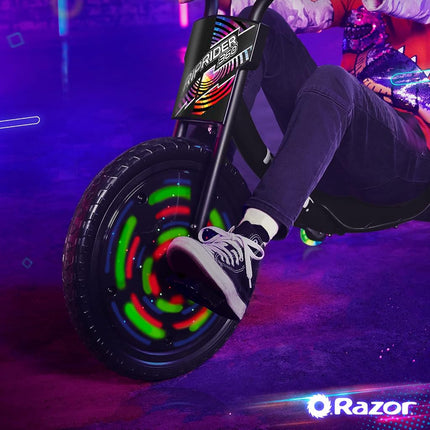 Razor RipRider 360 Lightshow – Trike with Rear Casters and with Motion-Activated Multi-Color Lights, 3 Wheeled Drifting Ride-On for Kids Ages 5 and Up
