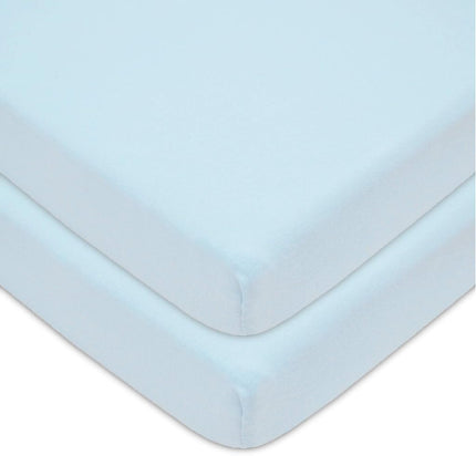 American Baby Company Lot de 2 draps-housses en jersey de coton 100 % naturel pour parc de jeux Pack N Play, bleus, doux et respirants, pour garçons et filles