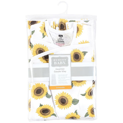 Hudson Baby Unisex Baby Convertible Swaddle Sleep Sack, Sunflower, 3-9 Months