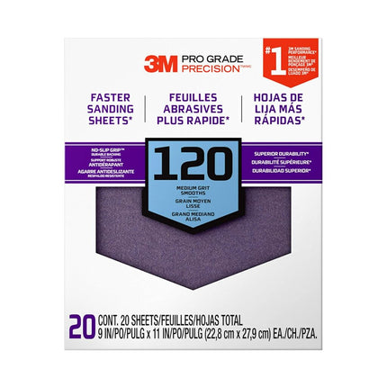 3M Pro Grade No-Slip Grip Advanced Sandpaper, 120 