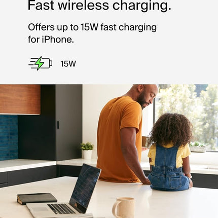 Belkin 3-in-1 MagSafe-Compatible Wireless Charging Pad with Qi2 15W - iPhone Charger - Fast Charging Wireless Charging Station for iPhone 16, 15, & 14 Series, AirPods, Apple Watch, & More - Black
