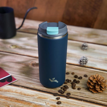 Konokyo Tumbler with Lid, 12 oz Travel Coffee Mug Double Wall Vacuum Stainless Steel Thermal Metal Cup Insulated Water Bottle,Navy Blue