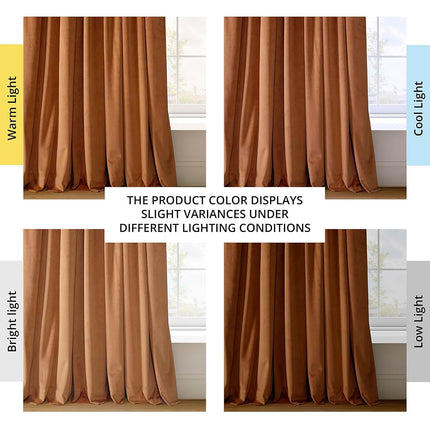 HPD Half Price Drapes Signature Velvet Thermal Blackout Curtains for Living Room 96 Inch Long (1 Panel) Rod Pocket Insulated Blackout Curtains for Bedroom Window Curtains, 50W x 96L, Burnt Pumpkin