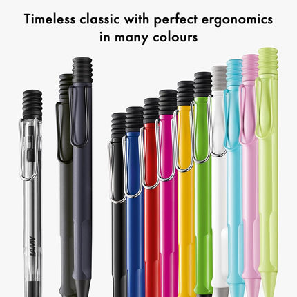 Lamy safari steel black - Ballpoint Pen with ergonomic grip & line width M - for pleasant long writing - made of robust ASA plastic – including large capacity refill M 16 in black