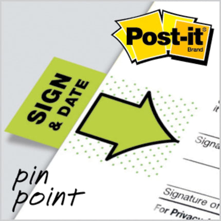 Post-it Sign and Date Flags, 50/Dispenser, 2 Dispensers/Pack, 1 in Wide, Bright Green (680-SD2)