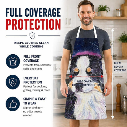 Caroline's Treasures SS8446APRON Starry Night Bernese Mountain Dog Apron, Large, Multicolor