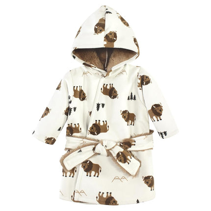 Bata de baño y cubierta de piscina para bebé unisex de Hudson Baby con forro de visón y piel sintética, búfalo salvaje, 12-18 meses