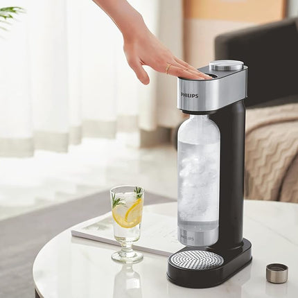 PHILIPS Carbonating Bottles, 1L Twin Pack Reusable PET Sparkling Water Bottles Compatible Sparkling Water Maker, 2 Pack