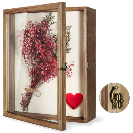 TJ.MOREE Shadow Box Display Case13”x16”( 33 x 42cm) Flowers Shadow Box Frame with Glass Window Picture Frame Wedding Bouquet Memorabilia Medals Photos Memory Box for Keepsakes