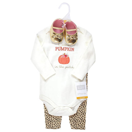 Hudson Baby Ensemble body, pantalon et chaussures en coton pour bébé, Cutest Pumpkin, 6-9 mois