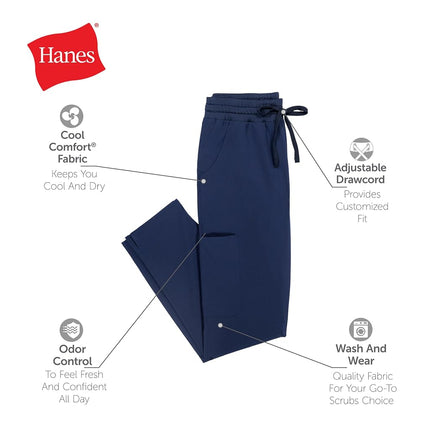 Pantalones médicos Hanes Comfort Fit para mujer, uniformes médicos que absorben la humedad para mujer, 3 bolsillos, Rose Ranch Pink, Large