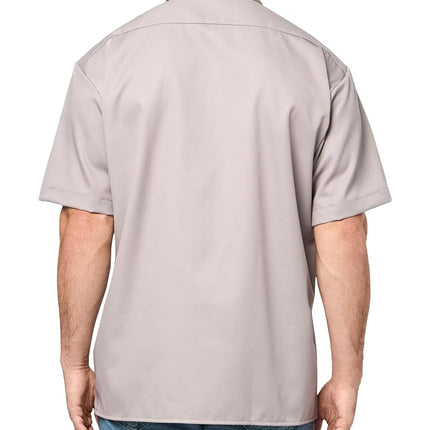 Dickies Men’s Short Sleeve Work Shirt – Durable Twill Button Down Shirts for Men, Lightweight Uniform for Daily Wear, Silver, XL Tall