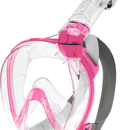CRESSI Baron Full Face Mask Clear/Pink XS - Integral Anti Fog Snorkel Comfortable Full Face Mask with Exhalation Valve and Dry Snorkel, Transparent/Pink, XS