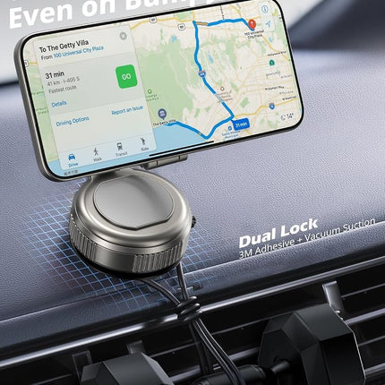 UBeesize 2025 Upgraded 360° Magsafe Vacuum Magnetic Car Phone Holder [108+LBS Strongest Suction&3000gf Dual-Lock Nano Gel] Dashboard & Windshield Mount, Compatible with iPhone 16/15/14/13&Other Phones