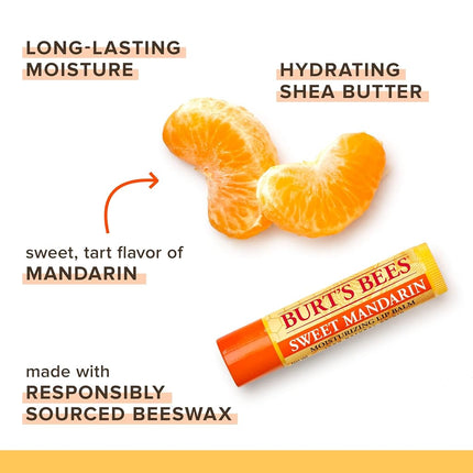 Burts Bees Sweet Mandarin Moisturizing Lip Balm for Unisex 0.15 oz Lip Balm, White