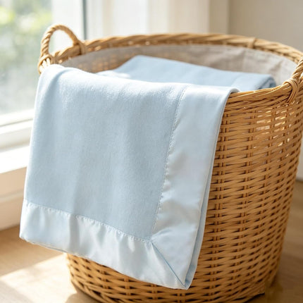 TL Care Fleece Blanket with Silk-Like Satin Trim, Soft, Warm & Cozy, Blue, 30" x 40" for Boys and Girls, Perfect for Baby Carrier, Stroller, Travel and Gifting