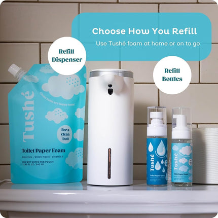 Tushé Toilet Paper Foam Refill for Foam & Spray Bottles – Flushable Wet Wipe Alternative for Sensitive Skin – Unscented, Septic Safe – 340ml (11.49 fl oz)