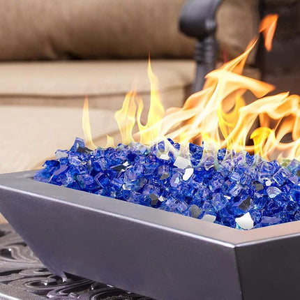 Mr. Fireglass 1/4 inch Reflective Fire Glass for Fireplace Fire Pit and Landscaping 10 lb High Luster Cobalt Blue