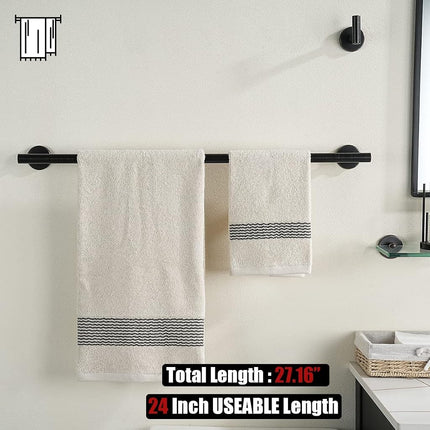 JQK Barre porte-serviettes bronze huilé, 24 pouces en acier inoxydable 304 Épaisseur 0,8 mm Porte-serviettes Salle de bain, Support mural pour serviettes, Longueur totale 27 pouces, TB110L24-ORB