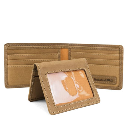 Timberland PRO Men's Leather RFID Wallet with Removable Flip Pocket Card Carrier, Wheat/Pullman, One Size
