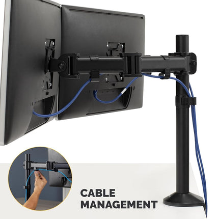 Fellowes Dual Monitor Arm - Reflex Mount for 8KG 30 inch Screens - Ergonomic Adjustable Arm Desk Mount - Tilt 45° Swivel 180° Rotation 360°, VESA 75 x 75/100 x 100 - Black