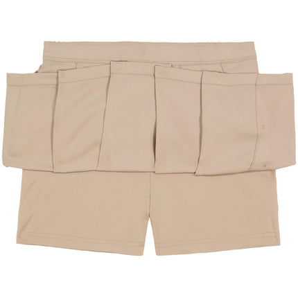 Nautica Girls' School Uniform Pleated Pull-on Scooter Skirt with Undershorts, Knit Waistband, Khaki, 6X