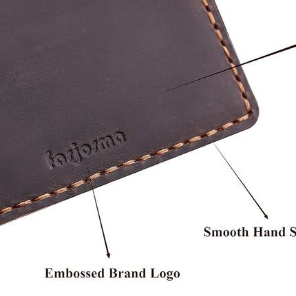 Leather Cover for 3.5”x5.5”Top Spiral Notebook, Handmade Leather Notebook Cover Compatible with Rocketbook Mini Size, Small Pocket Memo Notepads Holder with Business Card Holder-Coffee