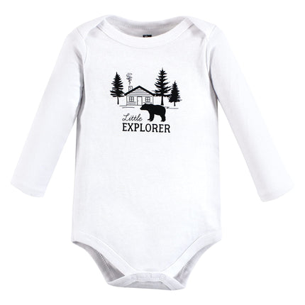 Hudson Baby unisex-baby Cotton Long-sleeve Bodysuits, Baby Bear Gray Black, 3-6 Months
