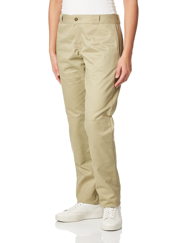 Pantalones Dickies de mujer de tiro bajo con doble rodilla, talla 6 normal, color arena del desierto