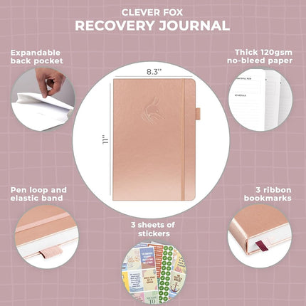 Clever Fox Addiction Recovery Journal, Daily Sobriety Planner A4 Rose Gold