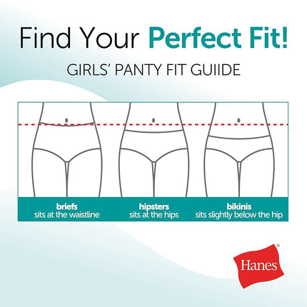 Culottes de bikini Hanes, culottes en coton stretch pour filles, couleurs assorties, paquet de 12, noir, nude, gris, blanc, imprimé à pois, imprimé à rayures, imprimé étoiles, 12
