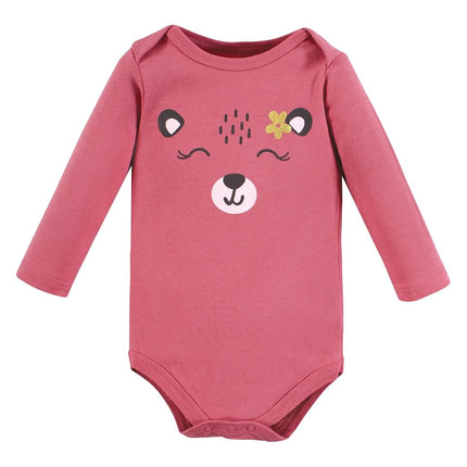Hudson Baby unisex-baby Cotton Long-sleeve Bodysuits, Girl Woodland Animals, 3-6 Months